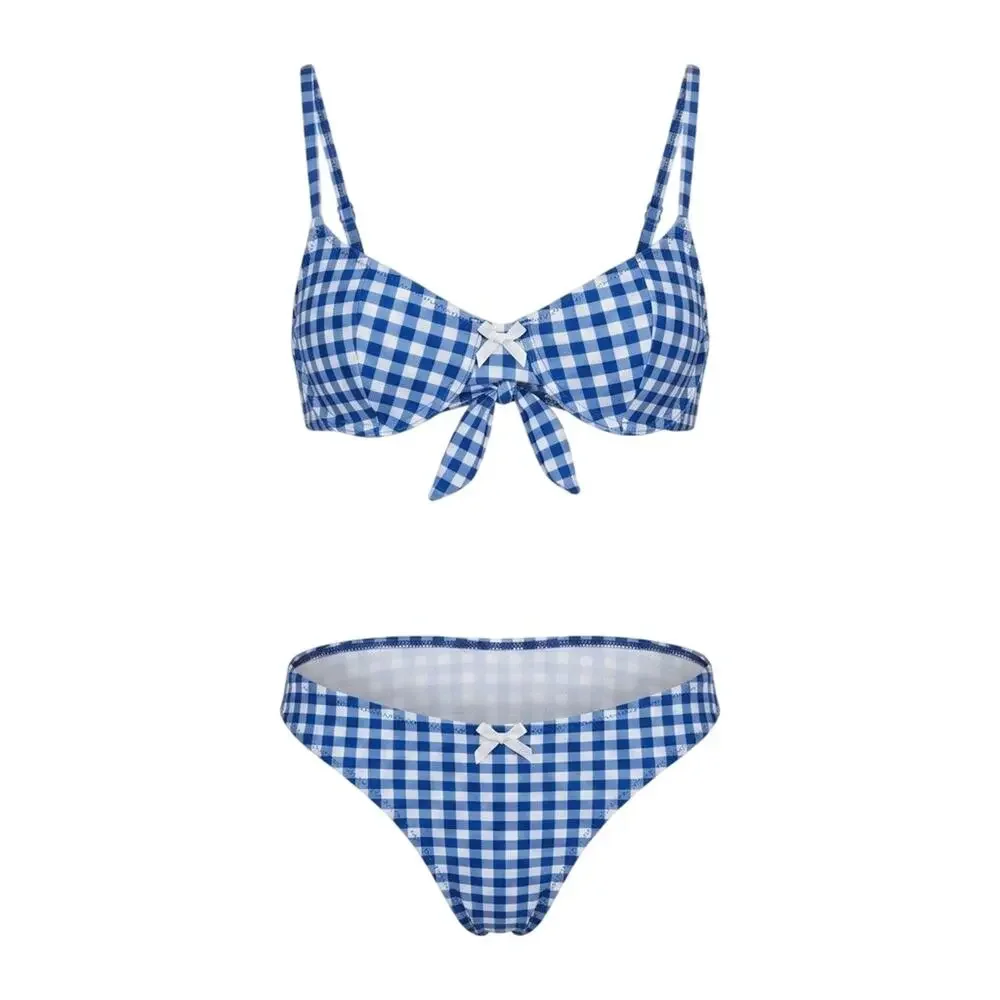 Seamolly Blue Gingham Bikini Set Underwire Swimsuit Two Piece Cottagecore XS NWT